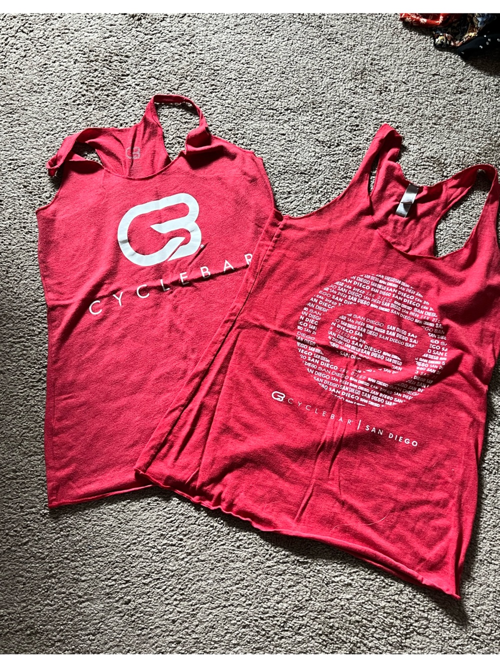 2 CYCLEBAR Spin Studio Stringer Style Tank Tops Size Small Red San Diego